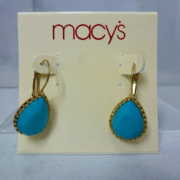 Macy's blue stone dangle earring - Picture 1 of 2